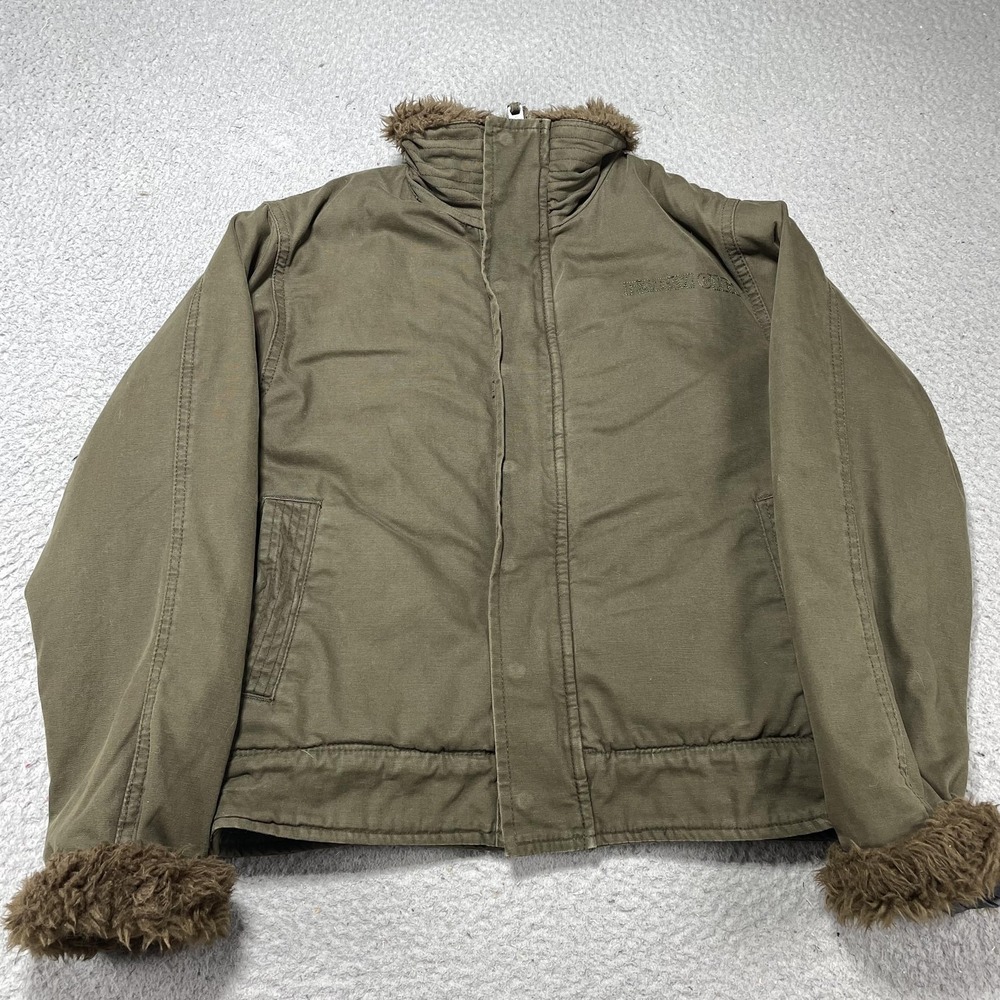 Farm Girl Jacket Womens Medium Green Faux Fur Sherpa Lined Western Outdoor